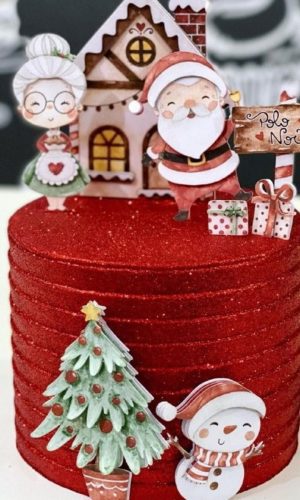 Topo de Bolo Natal Aquarela (arquivo Digital)