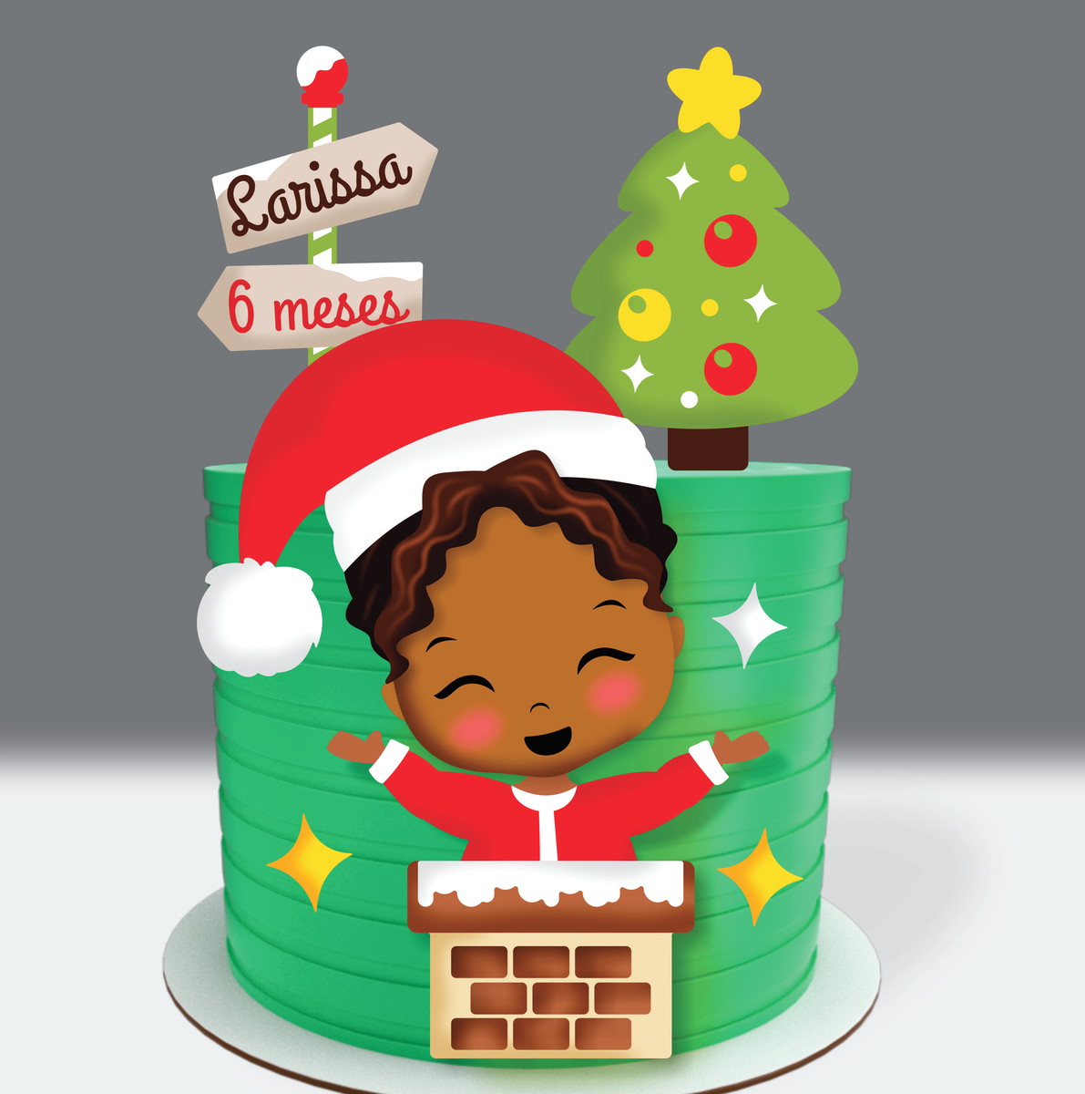 Topo de Bolo Natal Menina - Arquivo de Corte