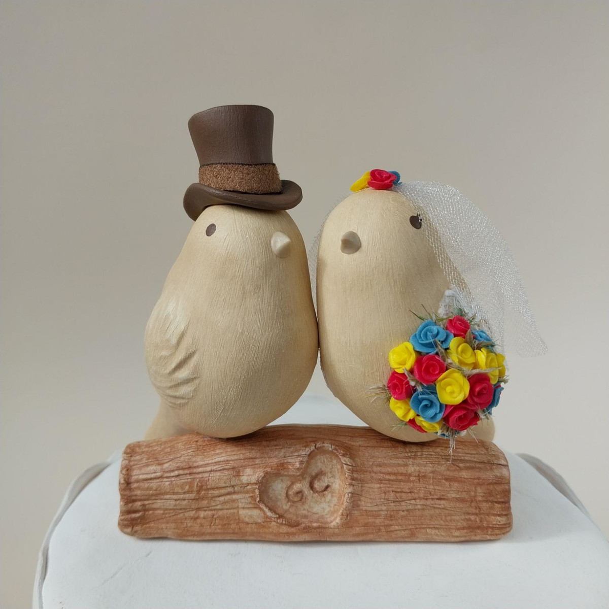 Topo de Bolo Passarinhos Casamento - Imagem 2