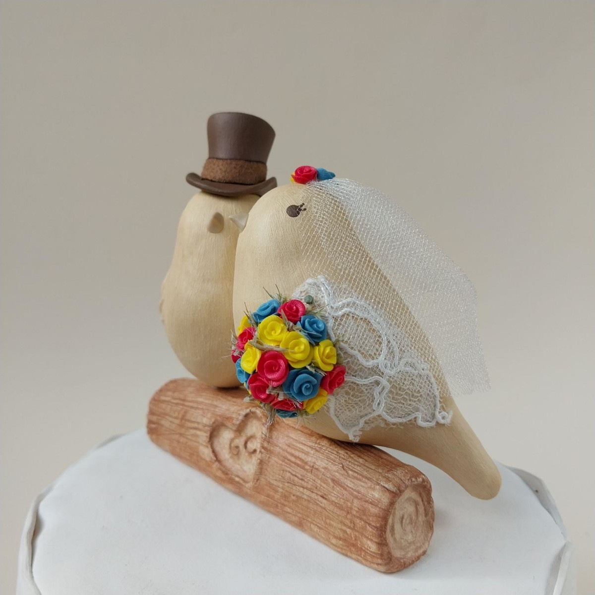 Topo de Bolo Passarinhos Casamento - Imagem 3