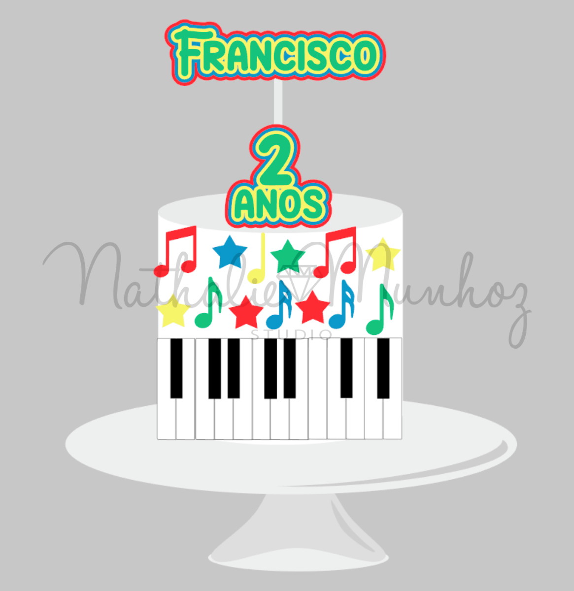 Topo de Bolo Piano - Arquivo de Corte - Imagem 2