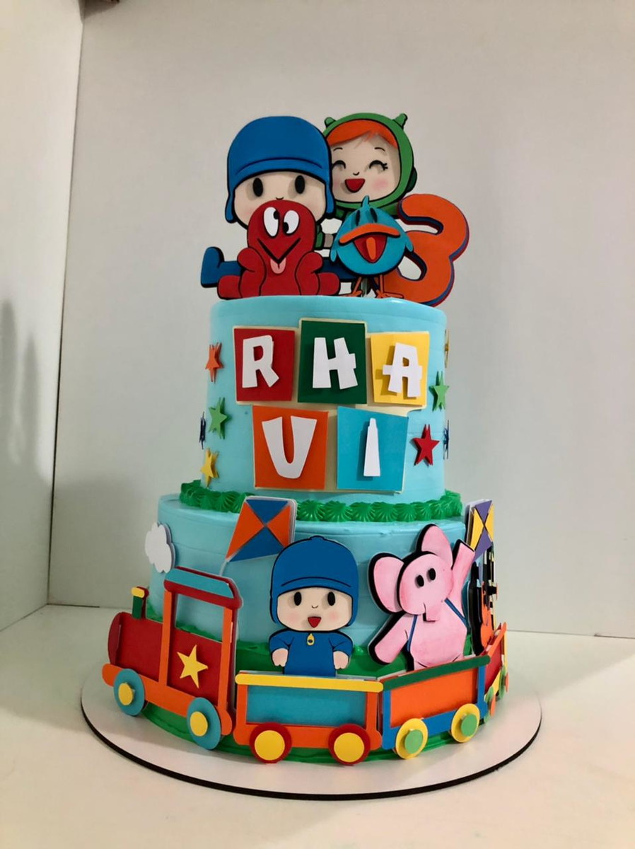 Topo de Bolo Pocoyo em Camadas Arquivo Digital - Imagem 2
