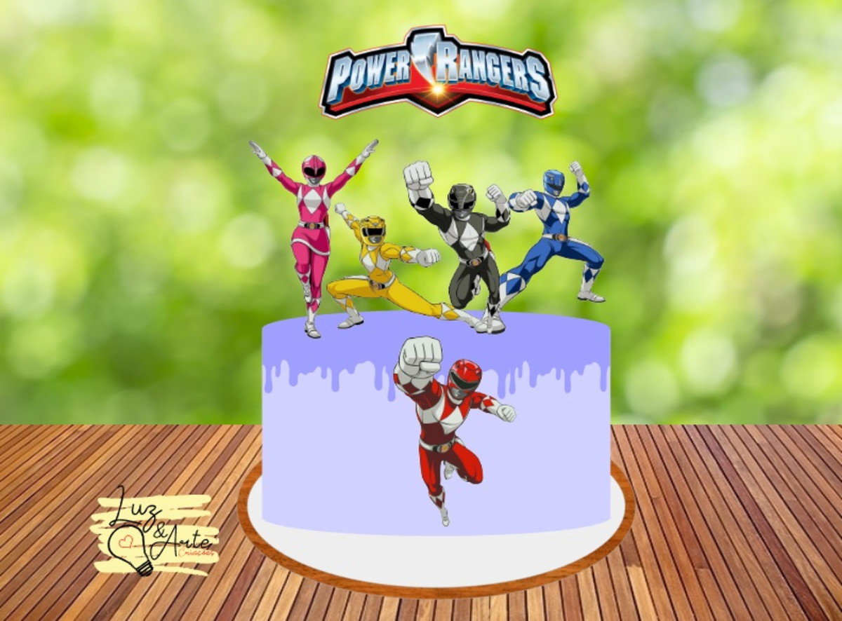 Topo de Bolo Power Rangers Arquivo de Corte Studio/PDF - Imagem 2