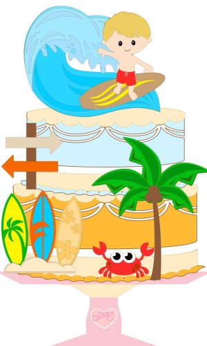 Topo de Bolo Surf Menino -02- Arquivo de corte CAMADAS