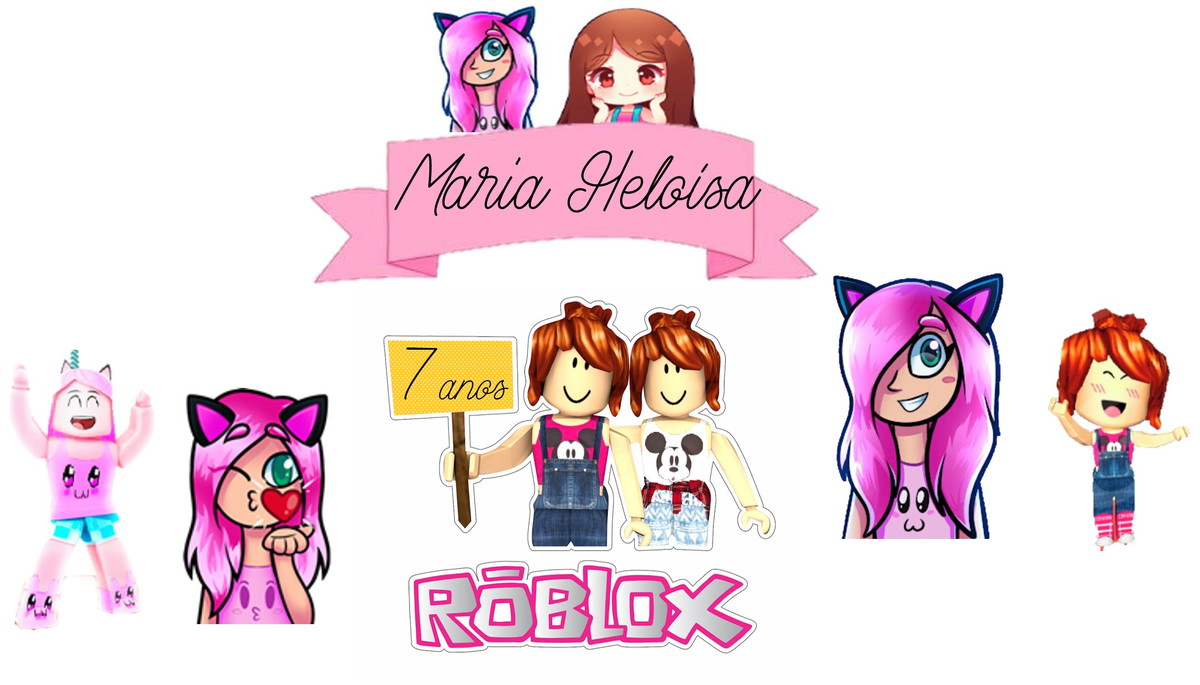 Topo De Bolo Tema Roblox Menina - Arquivo Digital
