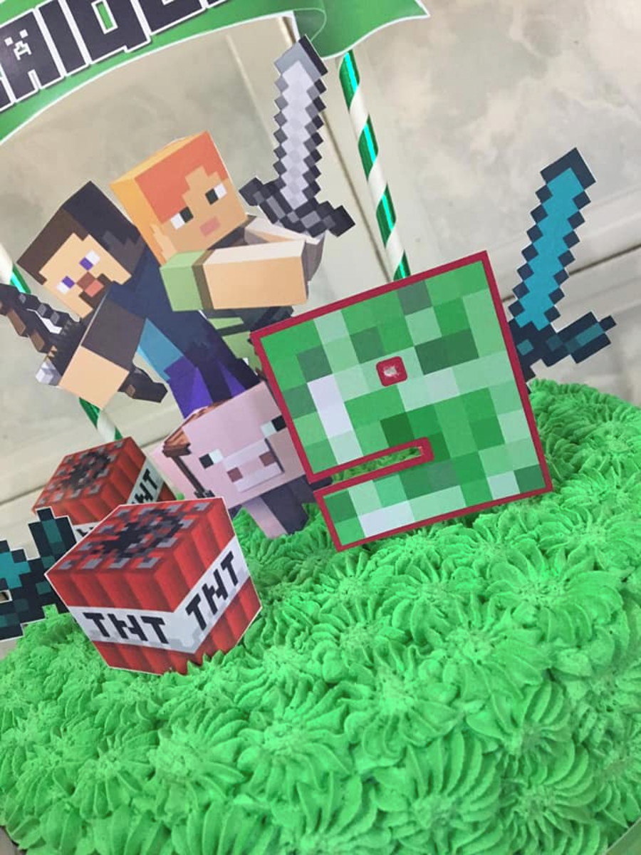Topo de Topo de Bolo Minecraft (Arquivo Digital) - Imagem 3