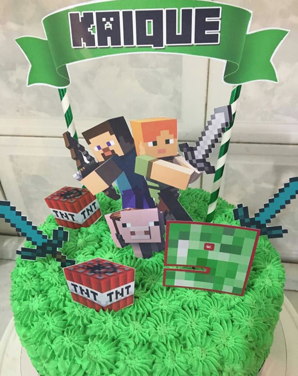 Topo de Topo de Bolo Minecraft (Arquivo Digital) - Imagem 2