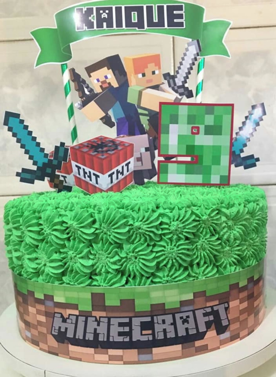 Topo de Topo de Bolo Minecraft (Arquivo Digital) - Imagem 4