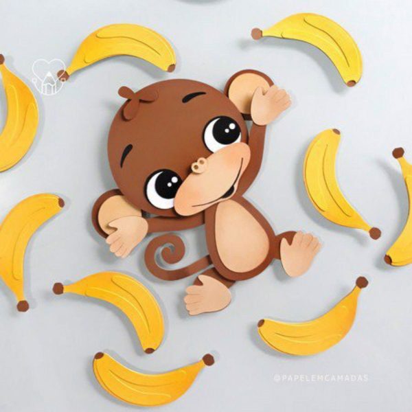 Topo Macaquinho com Banana + 4 Arquivos a Sua Escolha