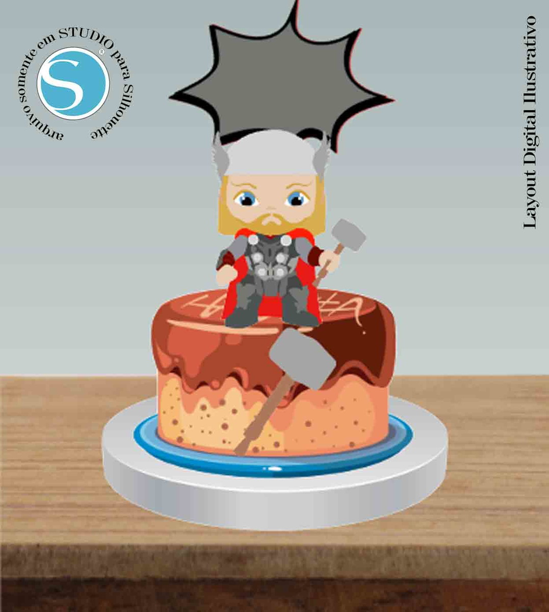 TOPO DE BOLO THOR CUTE - ARQUIVO DIGITAL