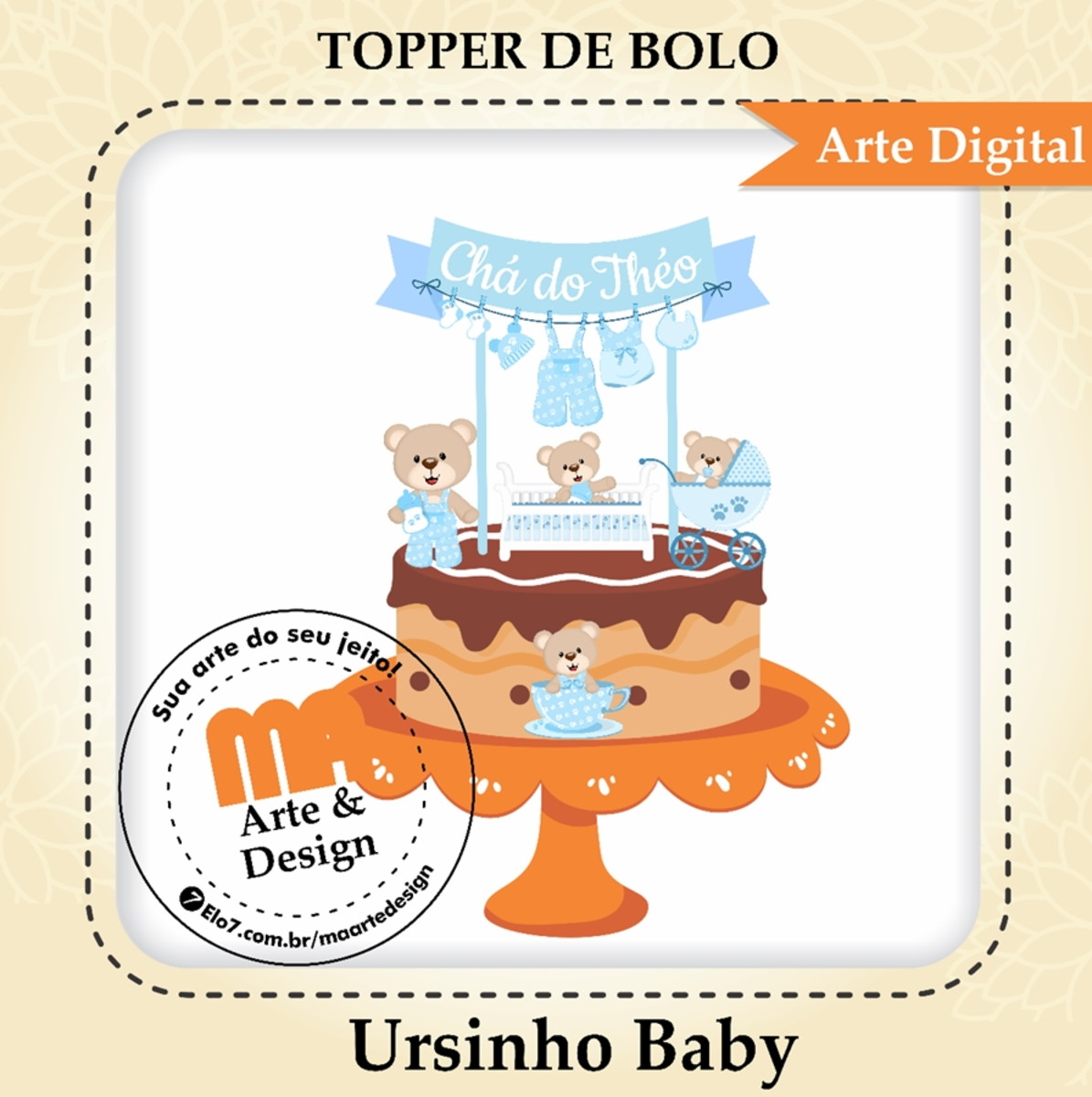 Arquivo de Corte Topo de Bolo Ursinho Baby