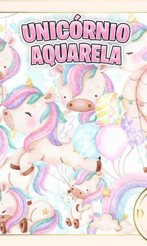 Unicornio Aquarela Candy Color Kit Digital