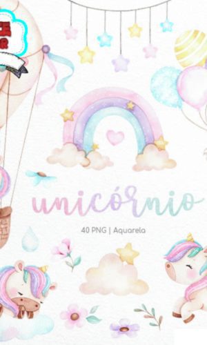Unicornio Aquarela Compre 1 Leve 2 Kit Digital Reef:746