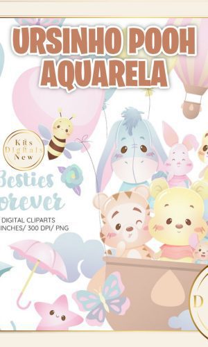 URSINHO POOH AQUARELA KIT DIGITAL