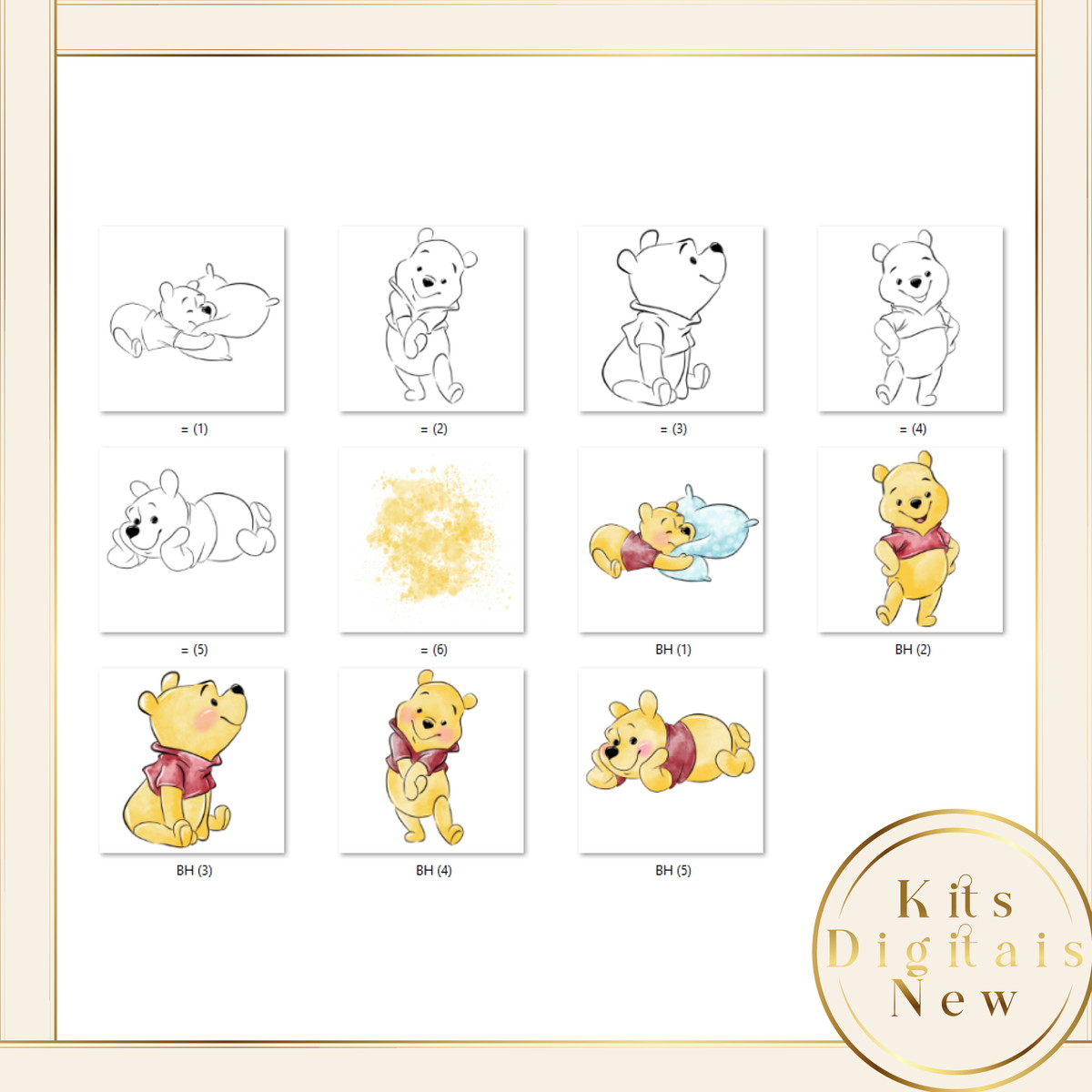 URSINHO POOH AQUARELA KIT DIGITAL - Imagem 2