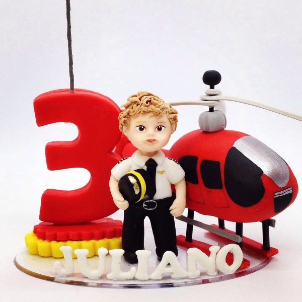 Vela Topo de bolo Menino e o Helicóptero - Imagem 3