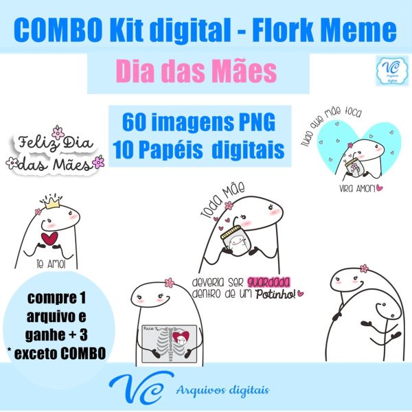 643- COMBO Kit Digital Flork Dia das Mães Bento CAKE