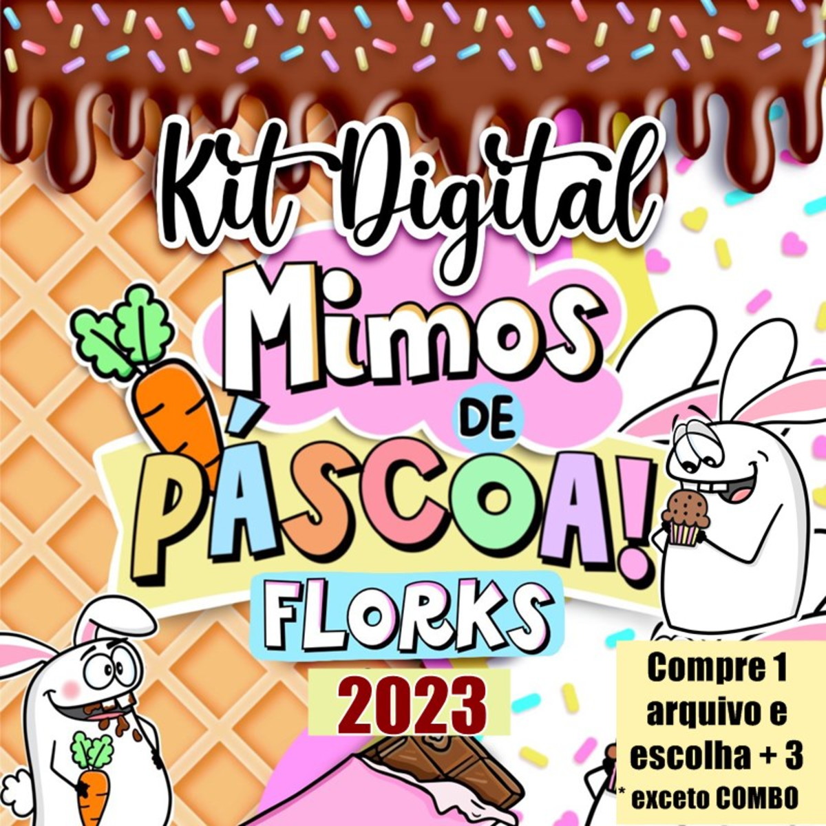 655- Combo Kit Digital Flork Bento Cake Pascoa 2023