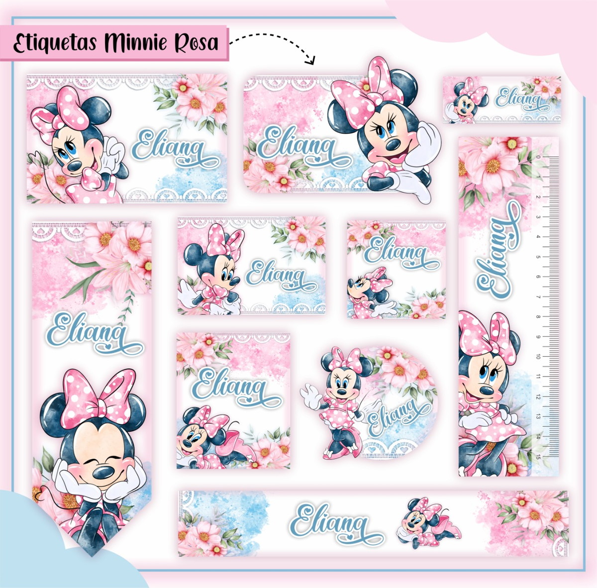 Aquivos digitais etiqueta escolar minnie