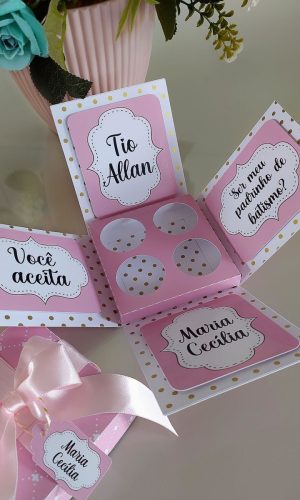 Arquivo corte Caixa convite padrinhos menina+brinde