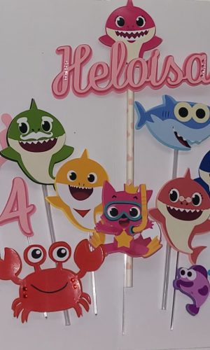 Arquivo Corte Topo de Bolo Baby Shark Menina Lili 01