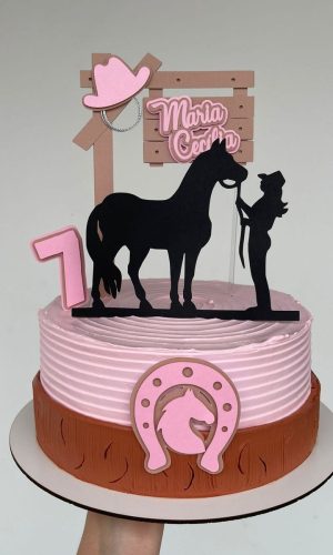 Arquivo corte Topo de Bolo Cavalo Menina Cowgirl