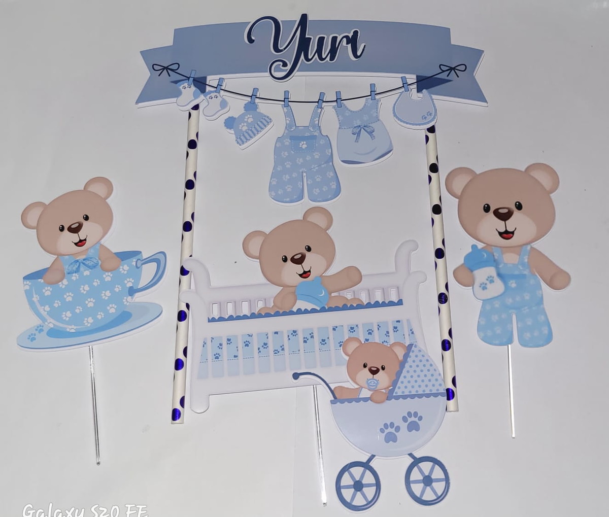 Arquivo Corte Topo de Bolo Chá de Bebe Menino Ursinho01 - Imagem 2