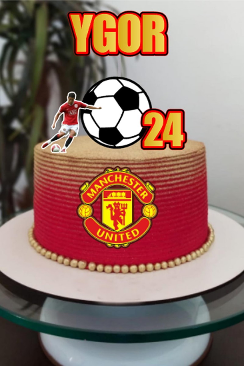 Arquivo Corte Topo de Bolo Futebol Manchester+1 de Brinde