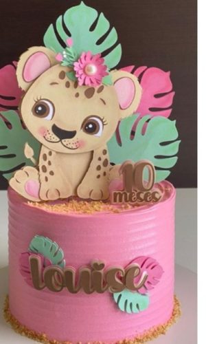 Arquivo Corte Topo de Bolo Leopardo Menina Cute