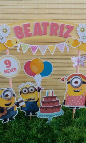 Arquivo Corte - Topo de bolo -minions menina-STUDIO