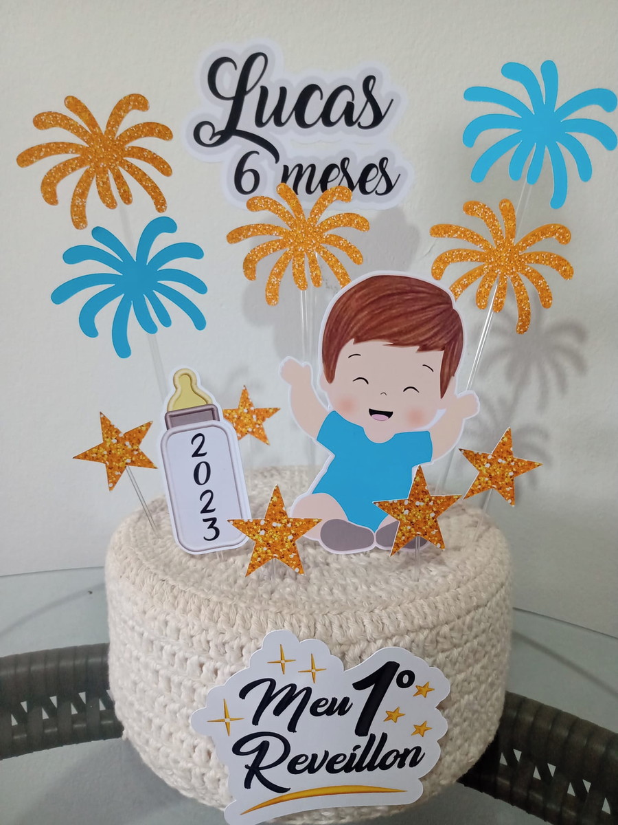 Arquivo Corte Topo de Bolo Reveillon Menino +1 de Brinde
