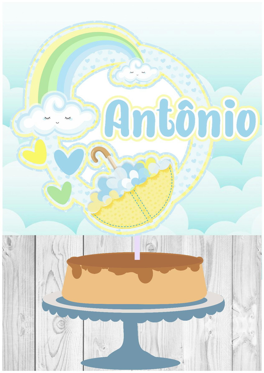 Arquivo d corte topo de bolo shaker Chuva de amor menino 001
