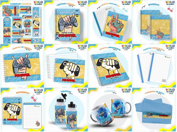 Arquivo de Corte Combo Etiquetas Escolar Gamer