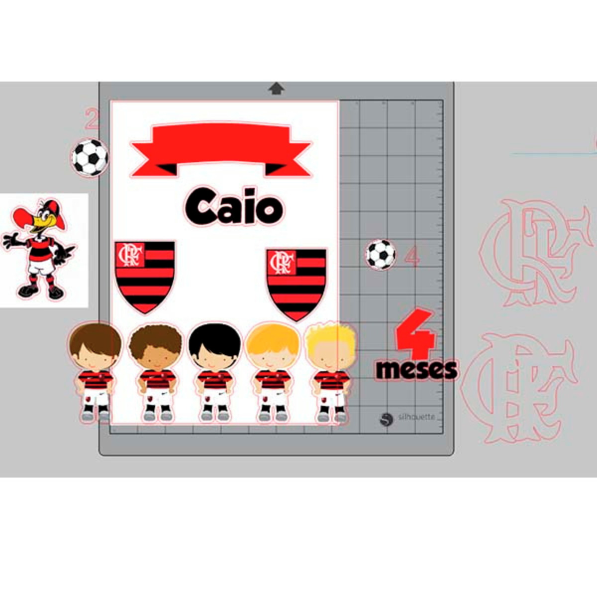 Arquivo de Corte Digital Topo de Bolo + KIT Flamengo Menino