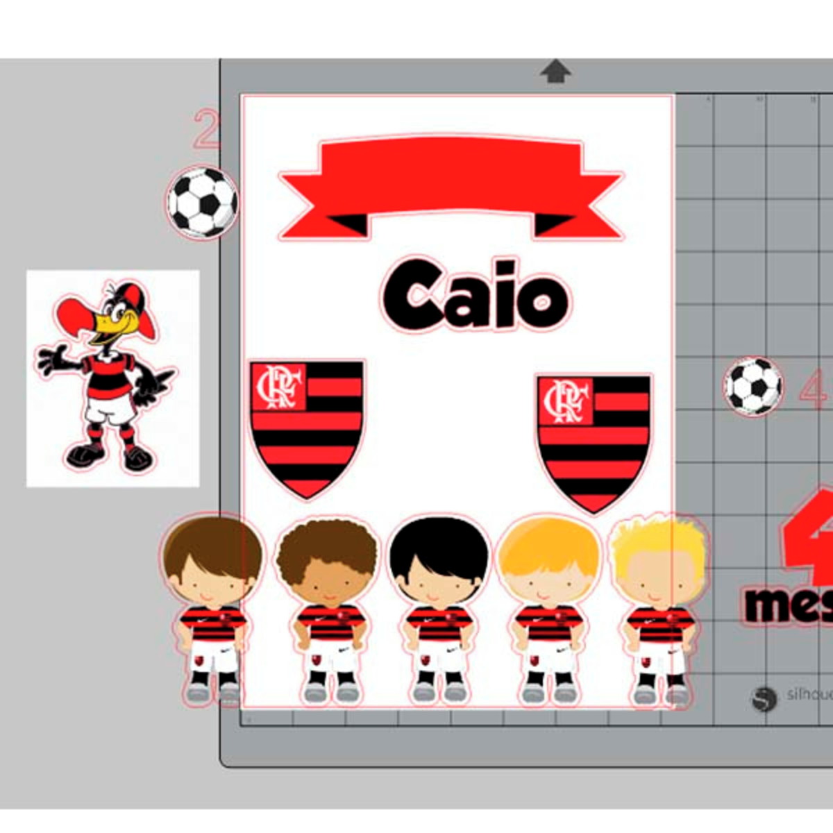 Arquivo de Corte Digital Topo de Bolo + KIT Flamengo Menino - Imagem 5
