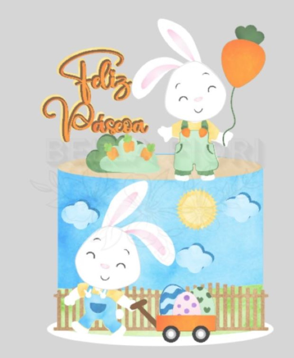 Arquivo de Corte Topo Coelhinhos de Páscoa Cute Camadas Bf