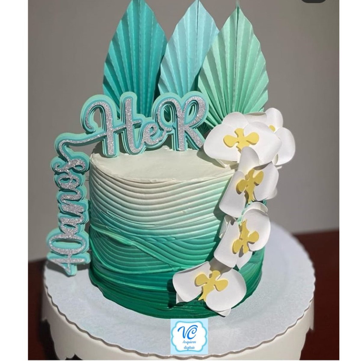 Arquivo de corte Topo de Bolo 40 Anos Orquídeas -COD: 965