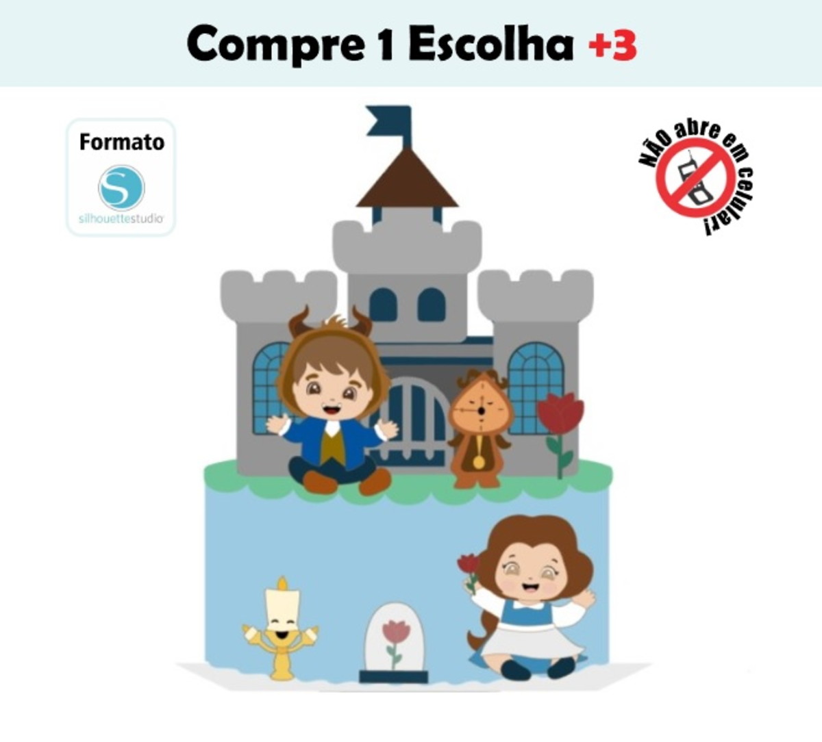 Arquivo de Corte Topo de Bolo a Bela e a Fera Bebê