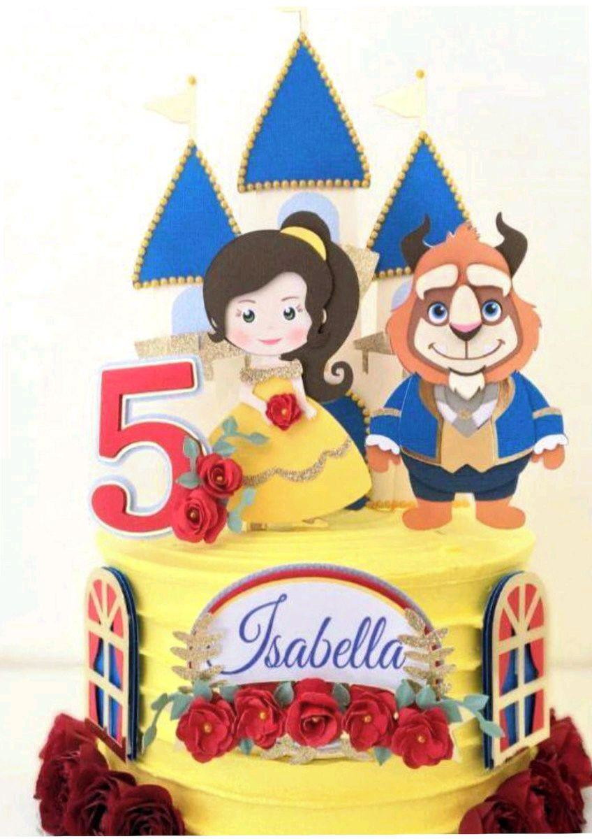 ARQUIVO DE CORTE TOPO DE BOLO A BELA E A FERA CAMADAS (2686) - Topo de Bolo  Para Imprimir