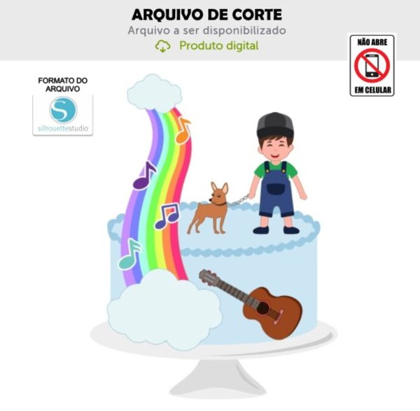 Arquivo de Corte Topo de Bolo Arco Iris Menino
