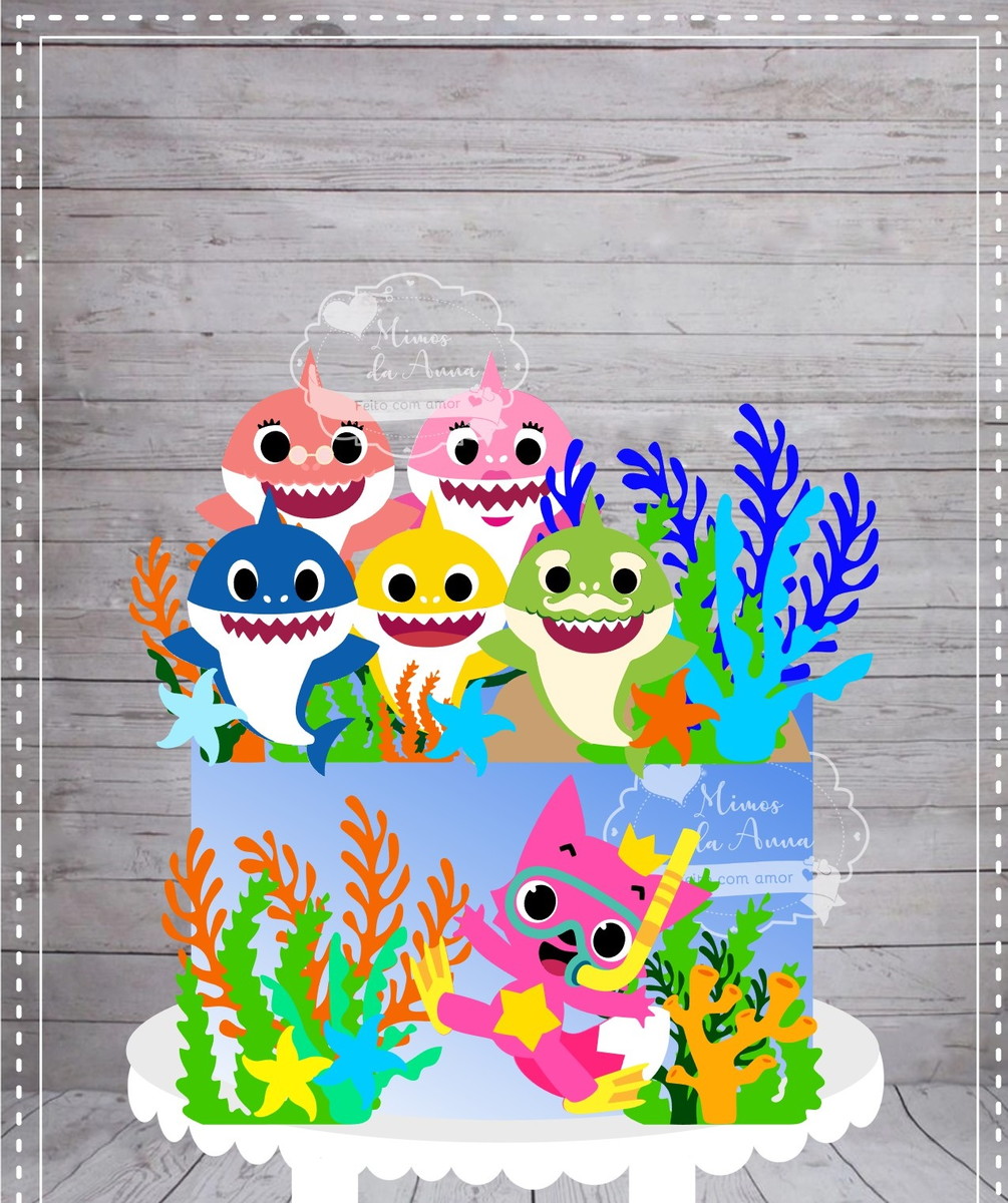 Arquivo de corte Topo de bolo Baby Shark em camadas