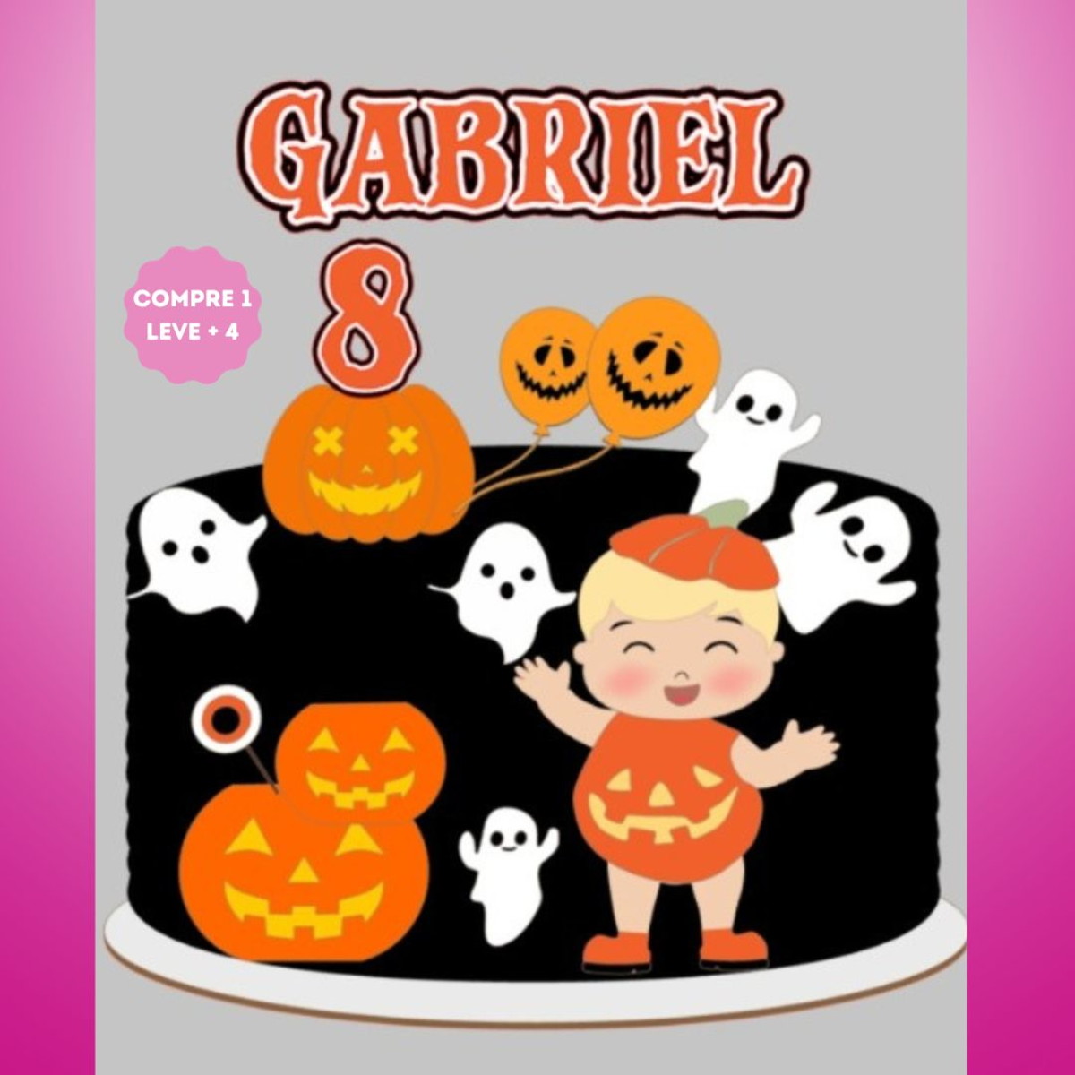 Arquivo de Corte Topo de Bolo Bebê Abóbora Halloween