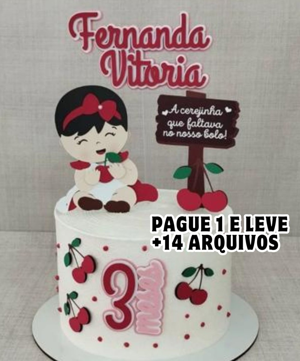 Arquivo de Corte - Topo de Bolo Bebe Cereja