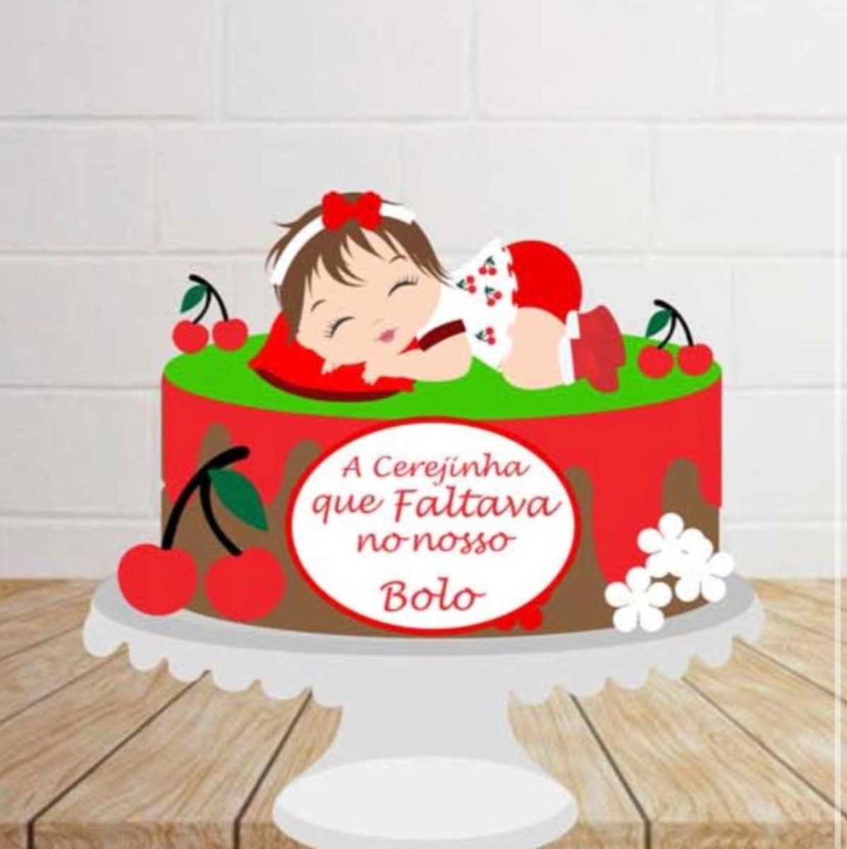 Arquivo de Corte Topo de Bolo Bebê Cerejinha