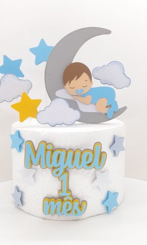Arquivo de Corte Topo de Bolo Bebê na Lua Menino Studio
