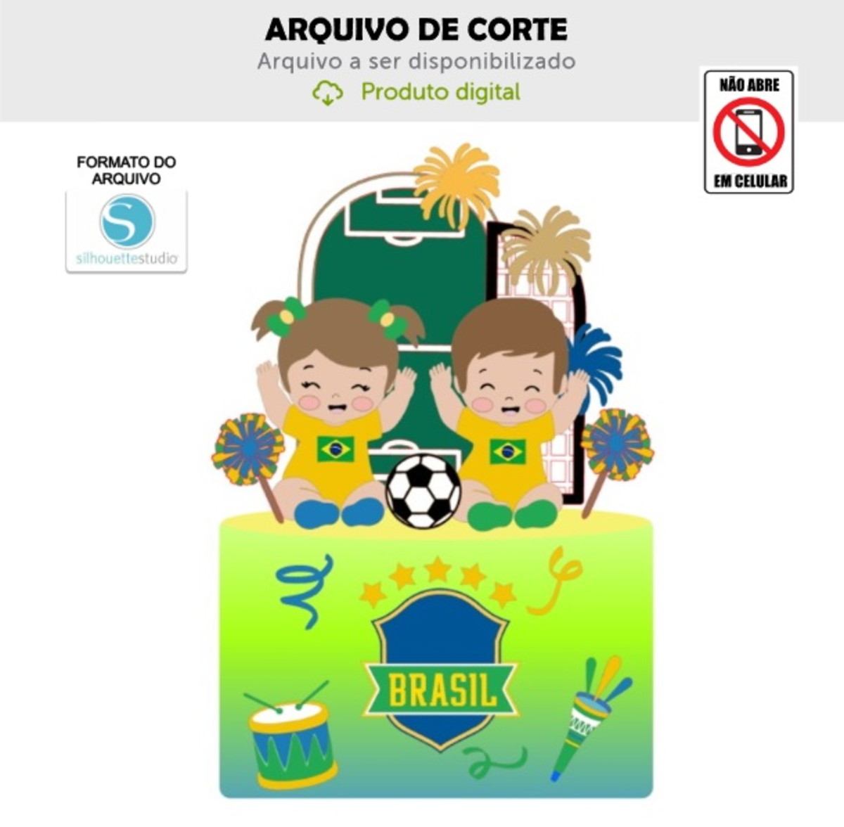 Arquivo de Corte Topo de Bolo Bebês Copa Brasil