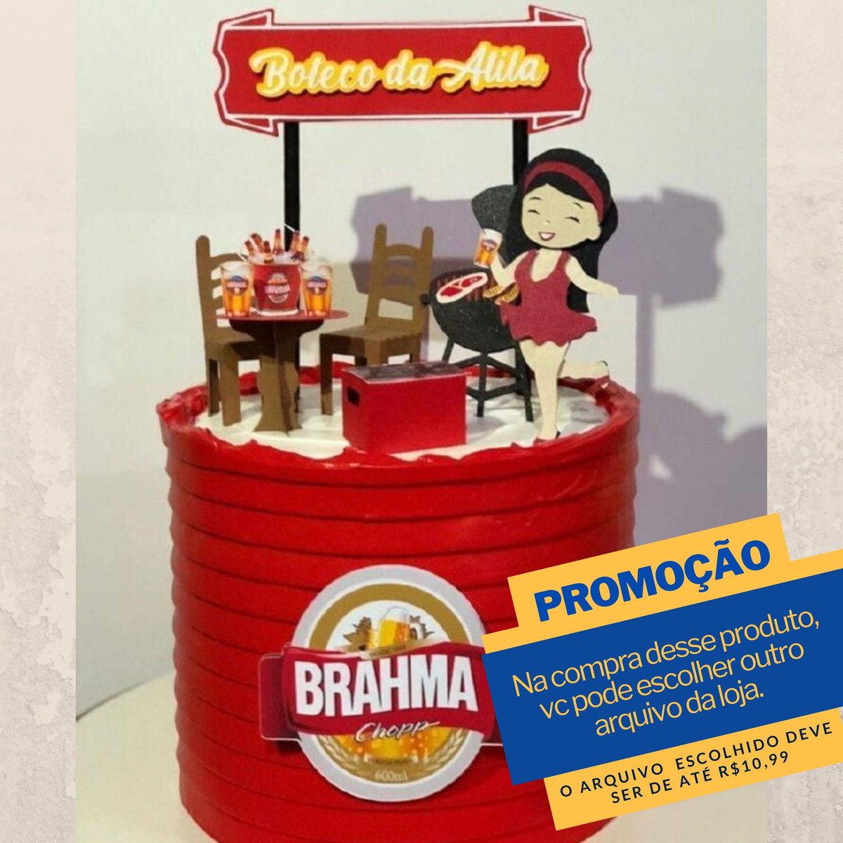 Arquivo de Corte Topo de Bolo Boteco Mulher