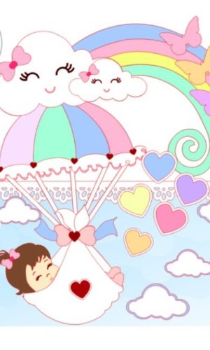 Arquivo de Corte Topo de Bolo Chuva de Amor Bebê Menina