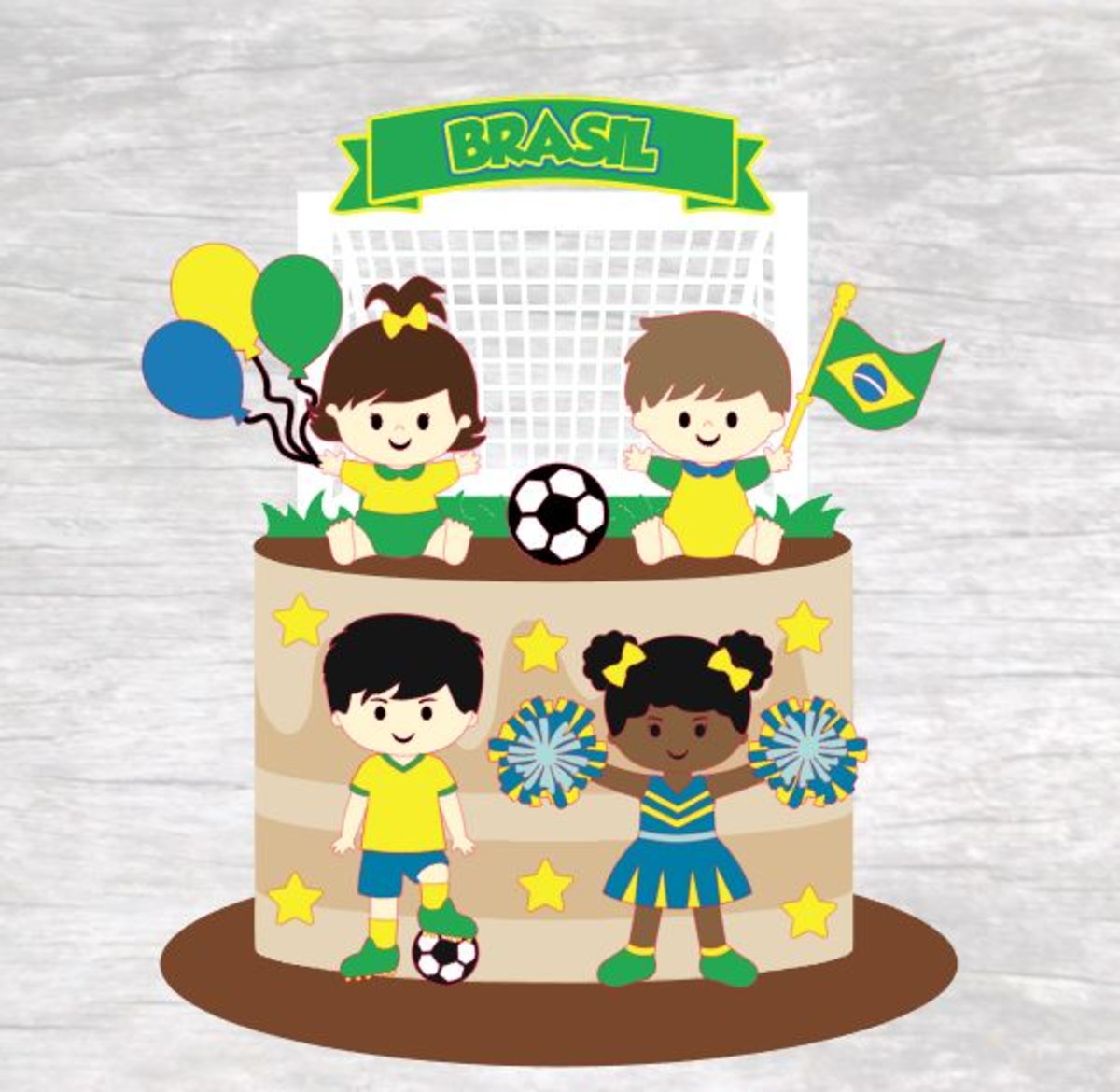 Arquivo de Corte Topo de Bolo Copa - Brasil em Camadas 1518