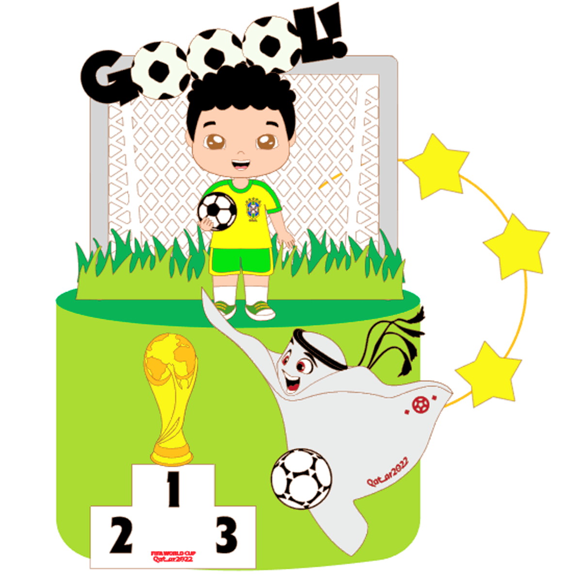 Arquivo de Corte: Topo de Bolo Copa do Mundo Brasil Cute 041